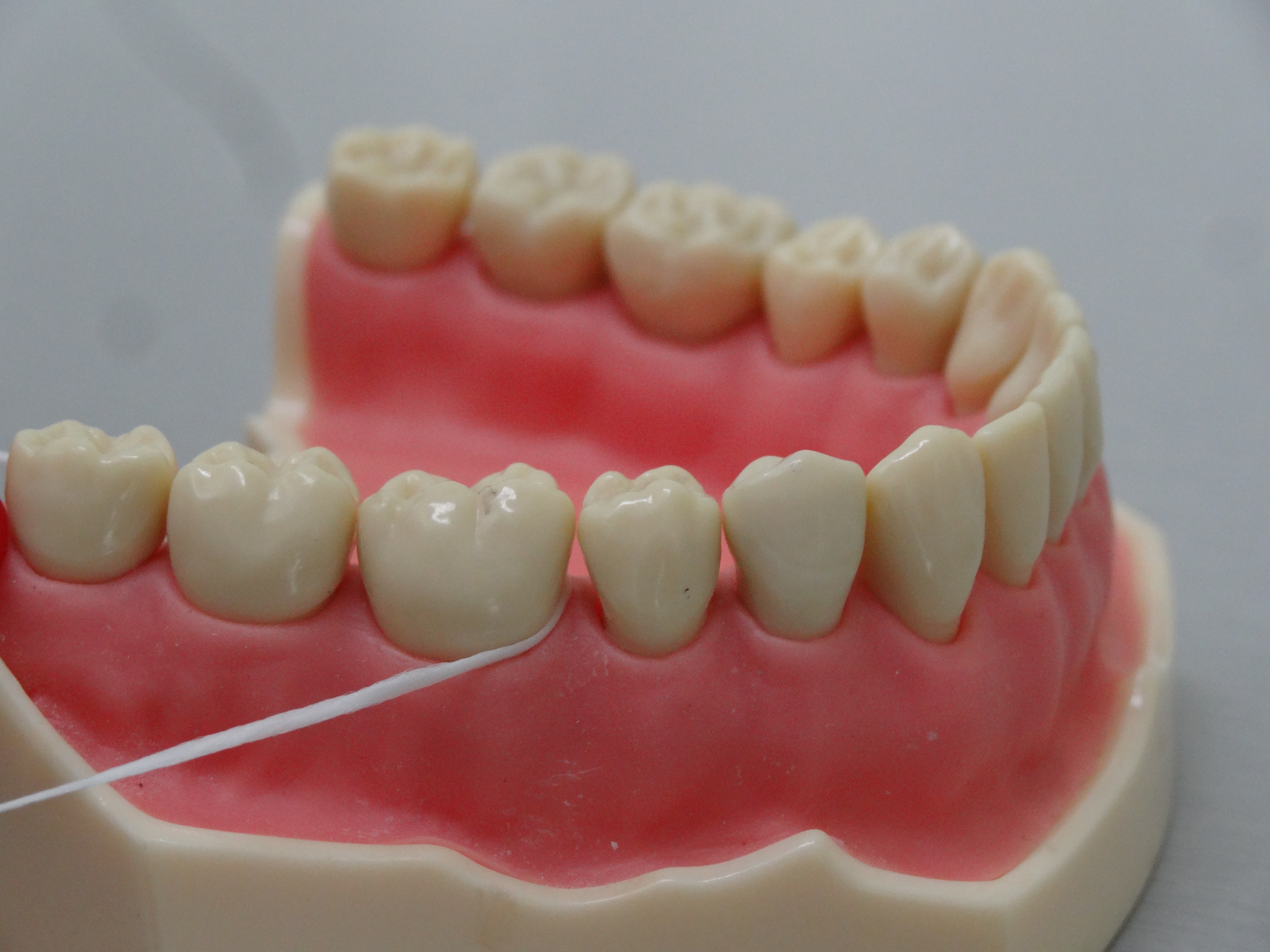 4 Zubní nit-čištění druhé stěny, boční pohled